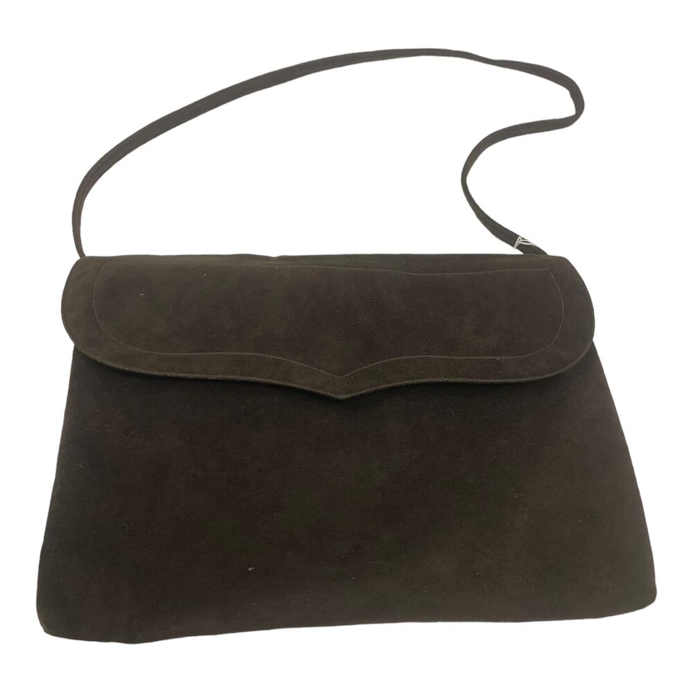 Reva ultrasuede fabric brown envelope shoulder bag purse